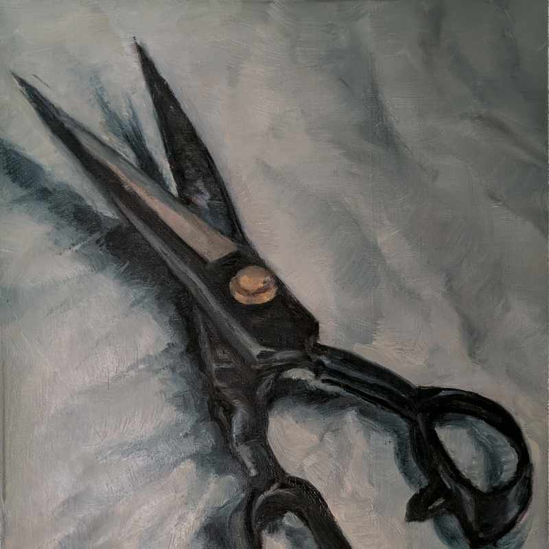 Household Scissors (oil on linen panel, 11 in. x 14 in.)