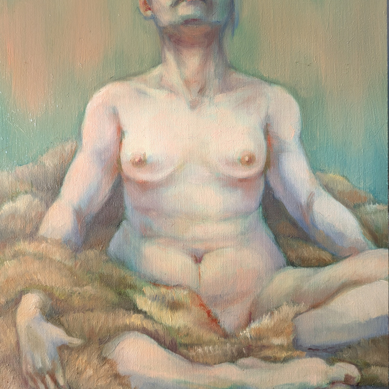 Tune In (8 in. x 10 in), oil on oil paper panel