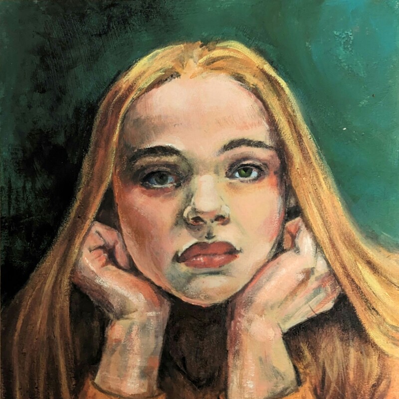 Sundowner (plant-based Acrylik on birch panel, 9 in. x 12 in.)