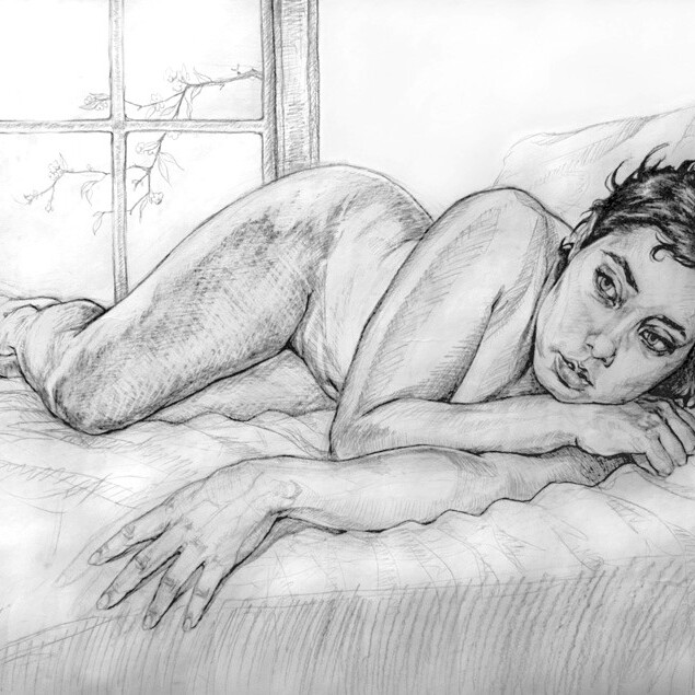 In Her Room (graphite on paper, 36 in. x 45 in.)