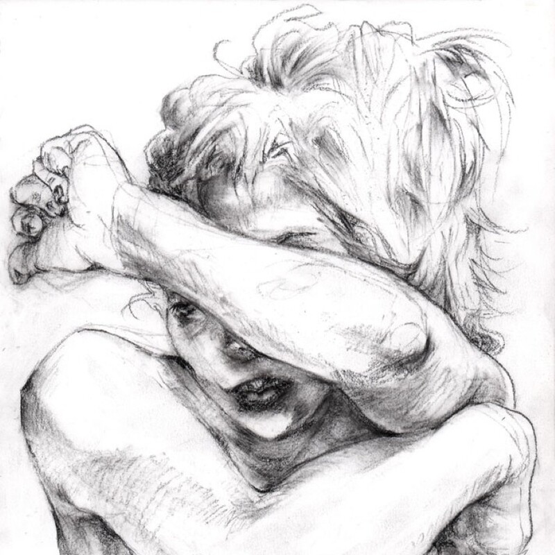 Below The Fold (carbon on paper, 9 in. x 12 in.)